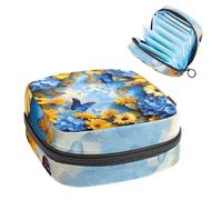 Sanitary Napkin Storage Bag, Period Bag for School Teen Girls, Hydrangea Butterflies, Portable Period Pouch with Zipper, Sanitary Pads Bag Tampons Holder for Purse