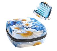 Sanitary Napkin Storage Bag, Period Bag for School Teen Girls, Hydrangea Daisies Butterfly, Portable Period Pouch with Zipper, Sanitary Pads Bag Tampons Holder for Purse