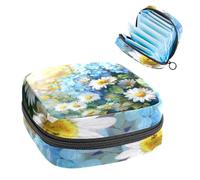 Sanitary Napkin Storage Bag, Period Bag for School Teen Girls, Hydrangea Daisies, Portable Period Pouch with Zipper, Sanitary Pads Bag Tampons Holder for Purse