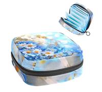 Sanitary Napkin Storage Bag, Period Bag for School Teen Girls, Hydrangea Daisies, Portable Period Pouch with Zipper, Sanitary Pads Bag Tampons Holder for Purse