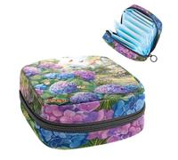 Sanitary Napkin Storage Bag, Period Bag for School Teen Girls, Hydrangea Florals Butterflies, Portable Period Pouch with Zipper, Sanitary Pads Bag Tampons Holder for Purse