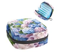 Sanitary Napkin Storage Bag, Period Bag for School Teen Girls, Hydrangea Flower, Portable Period Pouch with Zipper, Sanitary Pads Bag Tampons Holder for Purse