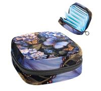 Sanitary Napkin Storage Bag, Period Bag for School Teen Girls, Hydrangea Flowers Butterfly, Portable Period Pouch with Zipper, Sanitary Pads Bag Tampons Holder for Purse