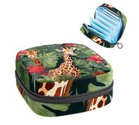 Sanitary Napkin Storage Bag, Period Bag for School Teen Girls, Jungle Giraffe, Portable Period Pouch with Zipper, Sanitary Pads Bag Tampons Holder for Purse