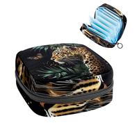 Sanitary Napkin Storage Bag, Period Bag for School Teen Girls, Jungle Leopard Butterfly, Portable Period Pouch with Zipper, Sanitary Pads Bag Tampons Holder for Purse