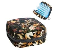 Sanitary Napkin Storage Bag, Period Bag for School Teen Girls, Jungle Tiger, Portable Period Pouch with Zipper, Sanitary Pads Bag Tampons Holder for Purse