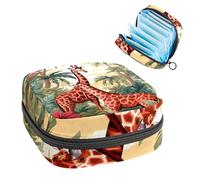 Sanitary Napkin Storage Bag, Period Bag for School Teen Girls, Jungle Tree Giraffe, Portable Period Pouch with Zipper, Sanitary Pads Bag Tampons Holder for Purse