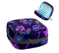 Sanitary Napkin Storage Bag, Period Bag for School Teen Girls, Neon Animal Paws, Portable Period Pouch with Zipper, Sanitary Pads Bag Tampons Holder for Purse