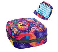 Sanitary Napkin Storage Bag, Period Bag for School Teen Girls, Neon Dogs Paws, Portable Period Pouch with Zipper, Sanitary Pads Bag Tampons Holder for Purse
