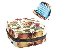 Sanitary Napkin Storage Bag, Period Bag for School Teen Girls, Pansies Bird Flowers, Portable Period Pouch with Zipper, Sanitary Pads Bag Tampons Holder for Purse