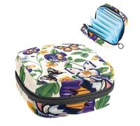 Sanitary Napkin Storage Bag, Period Bag for School Teen Girls, Pansies Butterflies, Portable Period Pouch with Zipper, Sanitary Pads Bag Tampons Holder for Purse
