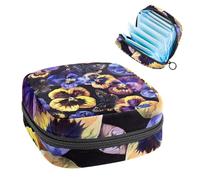 Sanitary Napkin Storage Bag, Period Bag for School Teen Girls, Pansies Butterflies, Portable Period Pouch with Zipper, Sanitary Pads Bag Tampons Holder for Purse