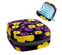 Sanitary Napkin Storage Bag, Period Bag for School Teen Girls, Pansies Flower, Portable Period Pouch with Zipper, Sanitary Pads Bag Tampons Holder for Purse