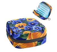 Sanitary Napkin Storage Bag, Period Bag for School Teen Girls, Pansies, Portable Period Pouch with Zipper, Sanitary Pads Bag Tampons Holder for Purse