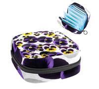 Sanitary Napkin Storage Bag, Period Bag for School Teen Girls, Pansies, Portable Period Pouch with Zipper, Sanitary Pads Bag Tampons Holder for Purse