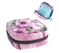 Sanitary Napkin Storage Bag, Period Bag for School Teen Girls, Pink Anemone Flowers, Portable Period Pouch with Zipper, Sanitary Pads Bag Tampons Holder for Purse