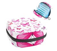 Sanitary Napkin Storage Bag, Period Bag for School Teen Girls, Pink Butterflies, Portable Period Pouch with Zipper, Sanitary Pads Bag Tampons Holder for Purse
