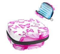 Sanitary Napkin Storage Bag, Period Bag for School Teen Girls, Pink Butterflies, Portable Period Pouch with Zipper, Sanitary Pads Bag Tampons Holder for Purse