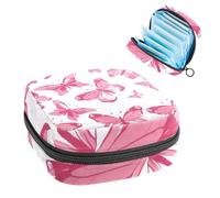 Sanitary Napkin Storage Bag, Period Bag for School Teen Girls, Pink Butterflies, Portable Period Pouch with Zipper, Sanitary Pads Bag Tampons Holder for Purse