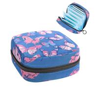 Sanitary Napkin Storage Bag, Period Bag for School Teen Girls, Pink Butterflies, Portable Period Pouch with Zipper, Sanitary Pads Bag Tampons Holder for Purse