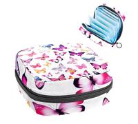 Sanitary Napkin Storage Bag, Period Bag for School Teen Girls, Pink Butterfly, Portable Period Pouch with Zipper, Sanitary Pads Bag Tampons Holder for Purse