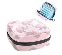 Sanitary Napkin Storage Bag, Period Bag for School Teen Girls, Pink Elephants, Portable Period Pouch with Zipper, Sanitary Pads Bag Tampons Holder for Purse