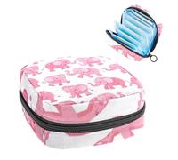 Sanitary Napkin Storage Bag, Period Bag for School Teen Girls, Pink Elephants, Portable Period Pouch with Zipper, Sanitary Pads Bag Tampons Holder for Purse