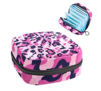Sanitary Napkin Storage Bag, Period Bag for School Teen Girls, Pink Leopard Printed, Portable Period Pouch with Zipper, Sanitary Pads Bag Tampons Holder for Purse