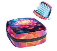 Sanitary Napkin Storage Bag, Period Bag for School Teen Girls, Pink Lotus Flower, Portable Period Pouch with Zipper, Sanitary Pads Bag Tampons Holder for Purse