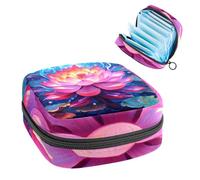 Sanitary Napkin Storage Bag, Period Bag for School Teen Girls, Pink Lotus, Portable Period Pouch with Zipper, Sanitary Pads Bag Tampons Holder for Purse