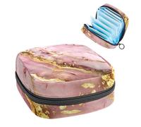 Sanitary Napkin Storage Bag, Period Bag for School Teen Girls, Pink Marble Texture, Portable Period Pouch with Zipper, Sanitary Pads Bag Tampons Holder for Purse