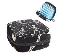 Sanitary Napkin Storage Bag, Period Bag for School Teen Girls, Skeletons Dancing, Portable Period Pouch with Zipper, Sanitary Pads Bag Tampons Holder for Purse