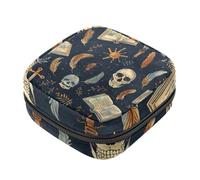 Sanitary Napkin Storage Bags, Magic Book Skull Menstrual Pad Bag Oxford Cloth Menstrual Cup Pouches Nursing Pad Tampon Period Bags with Zipper for Teen Girls Women Ladies