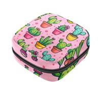Sanitary Napkin Storage Bags, Potted Cactus Menstrual Pad Bag Oxford Cloth Menstrual Cup Pouches Nursing Pad Tampon Period Bags with Zipper for Teen Girls Women Ladies