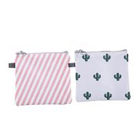 Sanitary Napkins Bag Zippered Tampons Collect Bags Pouch Organizer Waterproof Napkins Nursing Pad Holder for Women and Girls Stripe Cactus Style 2Pcs