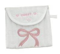 Sanitary Pad Storage Bag 1pc Sweet Bowknot Sanitary Pad Pouch, Cosmetic Organizer,High-Appearance Portable Korean-Style Large Capacity Embroidered Clutch(Pink)