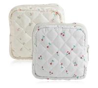 Sanitary Pad Storage Bag 2 Pack First Period Bags for Girls Reusable Zipper Pouch Soft Fabric Cute Design Teen Menstrual Tampon Holder