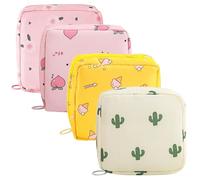 Sanitary Pad Storage Bag, 4 PCS Period Bag with Zipper, Sanitary Towel Holder, First Period Kit for Girls, Portable Sanitary Napkin Storage Bag for Teen Girls Women Ladies