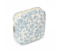 Sanitary Pad Storage Bag & First Period Kit for Girls 10-12, 14x14x4cm Period Pouch, Cotton Zip Makeup Pouch for Teens, Discreet Handbag Organiser for Pads, Tampons, Essentials (Blue)