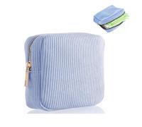Sanitary Pad Storage Bag, Period Bags for Teenage Girls, Portable Small Corduroy Period Bag with Zipper, Cute Soft Mini Makeup Bag First Period Kit for Girls Women Outdoor(Blue)