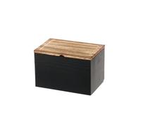 Sanitary Pad Storage Bag Wood Tampon Holder Sanitary Napkin Storage Bin with Lid and 2 Removable Dividers Feminine Product Organizer for Kitchen Bathroom(Black-1Pc)