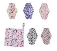 Sanitary Pads Fabric Fiber 5pcs with Bag Bamboo Charcoal Washable M | Leakproof Napkin, Random Colour Pack, Feminine Care Liner Random Color