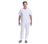 Sanitary Pyjamas with Zip Back, 100% Cotton Onesie Short Sleeve, Long Trousers, 9012/3 - Intermediate Season, Lightweight Fabric, Elderly, Alzheimer's Disease, Incontinence, Man, L