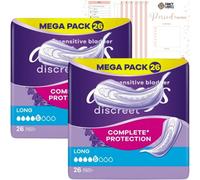 Sanitary Towels Multipack with 2X Always Discreet Long Complete Protection Sensitive Bladder Mega Pack (Size 5) 26 Pads Bundle with Fancy Labels Period Tracker -52 Total Count- Comfort and Protection