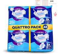 Sanitary Towels Quattro Pack with Always Ultra Long with Wings (Size 2) 48 Pads Bundle with Fancy Labels Period Tracker | Secureguard Contours, Liquid Locking Gel and Odour Neutralising Technology
