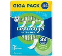 Sanitary Towels with Wings, Normal Size 1, 44 Count, Ultra Thin Pads, Super Absorbent for Moderate to Heavy Flow, 3X Leak & Odour Protection with OdourLock & InstantDry Technology