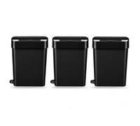 Sanitary Waste Black Bin with Foot Pedal 3 X 22L | Slimline Feminine Hygiene Bin for Female Toilets, Baby Changing Stations & Public Washrooms | Hygienic Concealed Waste Disposal Bin (3 Pack)