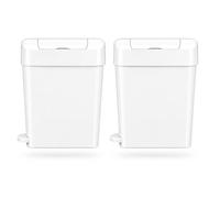 Sanitary Waste White Bin with Foot Pedal 2 X 22L | Slimline Feminine Hygiene Bin for Female Toilets, Baby Changing Stations & Public Washrooms | Hygienic Concealed Waste Disposal Bin (2 Pack)