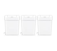 Sanitary Waste White Bin with Foot Pedal 3 X 22L | Slimline Feminine Hygiene Bin for Female Toilets, Baby Changing Stations & Public Washrooms | Hygienic Concealed Waste Disposal Bin (3 Pack)