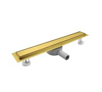 SaniteModar 80 cm Gold Linear Shower Drain, 2-in-1 Tile Insert Panel Shower Drain with 360°Siphon, Brushed 304 Stainless Steel Linear Drain with Leveling Feet